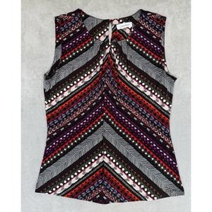 Calvin Klein Shirt Womens M Black White Striped Blouse‎ Dark Academia Maximalist